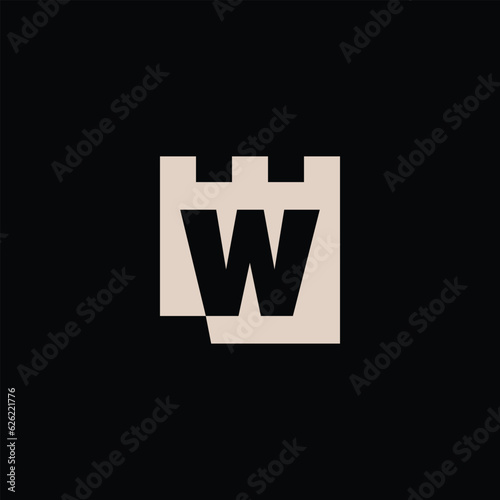 W Letter Castle Fortress Logo Vector Icon Illustration
