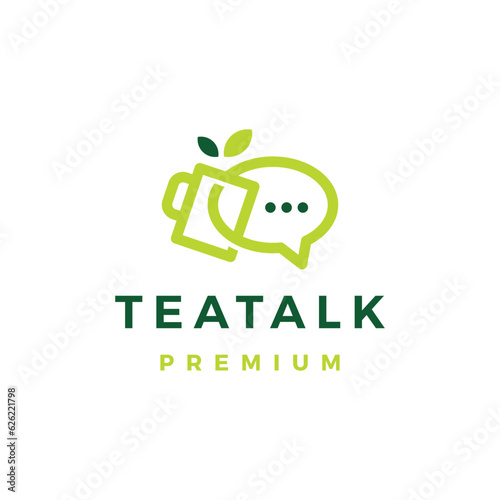 Talk Tea Chat Bubble Logo Vector Icon Illustration
