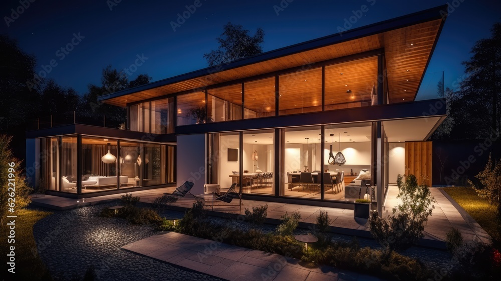 Architecture modern design, beautiful luxury house . Generative AI
