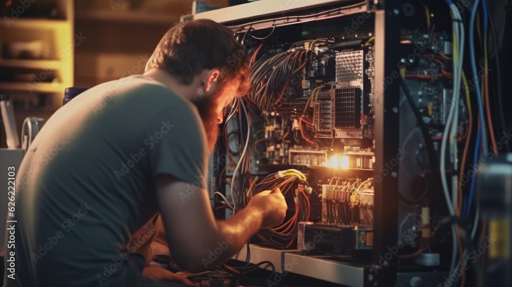 Technician Repairing Heat Pump Unit