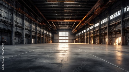 Empty warehouse in logistic center