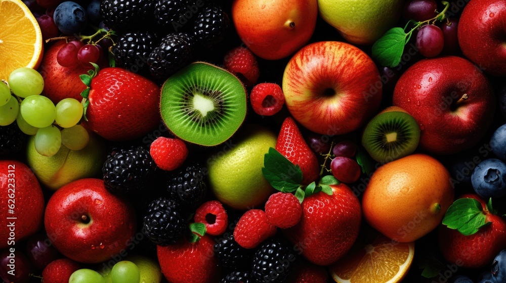 Fresh mixed fruits background
