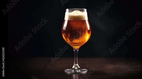 Glass of beer on dark background