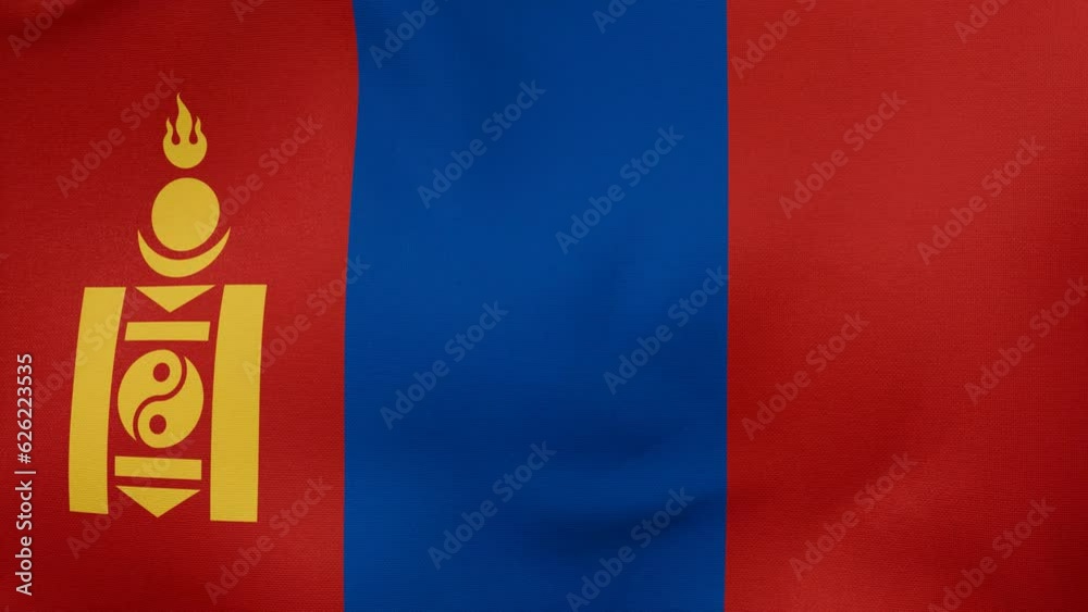 Mongolia fabric flag - calm swaying in the wind, looped endless cycled video Mongolia fabric flag - calm swaying in the wind, looped endless cycled video