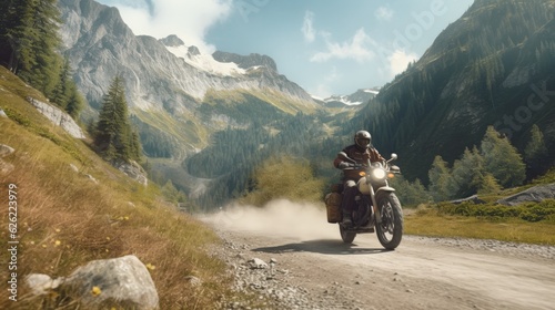 Motorbiker riding in Austrian Alps © Fly Frames