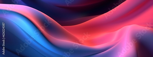 Futuristic Elegance - Abstract 3D Wave with Bright Silver and Purple Gradient Silk Fabric, Web Banner