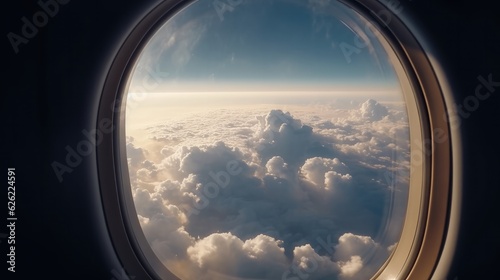 Sky through the airplane window