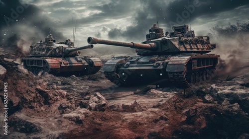 Two tanks representing war and destruction 