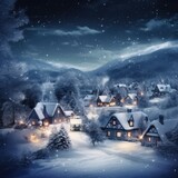 Winter snow scene in fantasy Christmas village