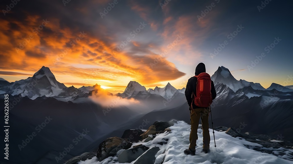 a person standing on a snowy mountain