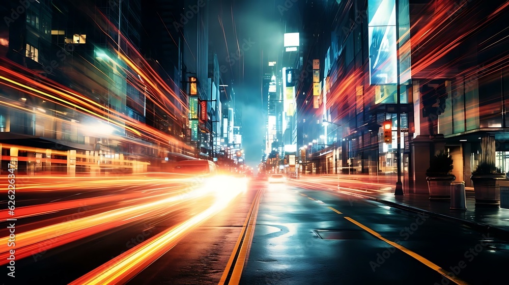 a city street at night