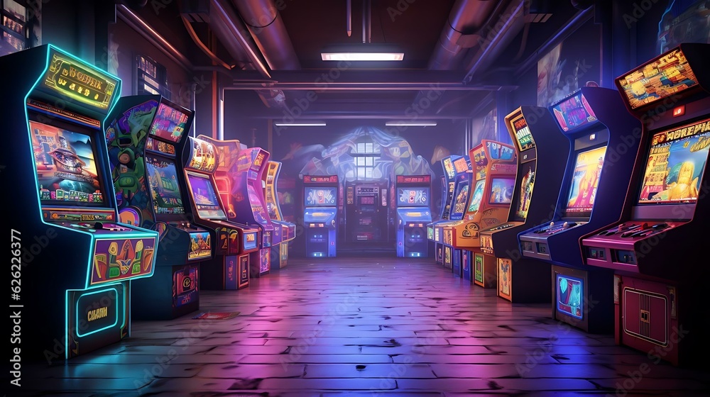 a room full of arcade games