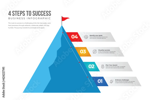 4 Steps to Success infographics, leadership, motivation concept, vector illustration