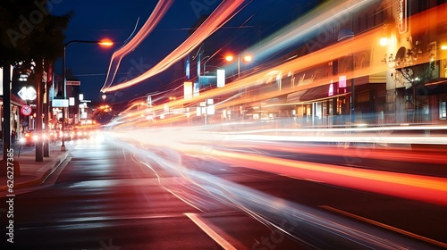 a street with bright lights