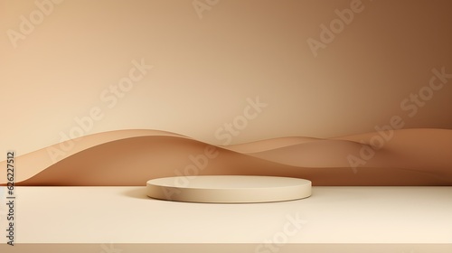 Minimal Studio Background in ivory Colors. Modern Podium for Product Presentation
