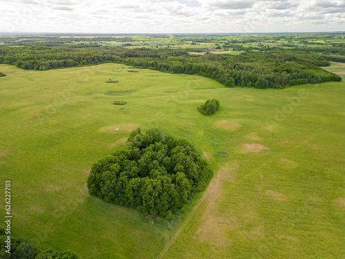 The meadow and forest landscape of Warmia, Poland