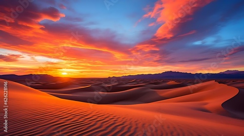 a sandy desert with a sunset