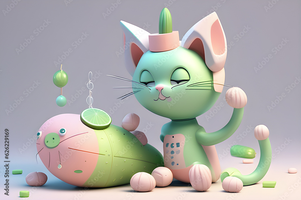 Cute cat or kitten in a funny pose. Funny cat cartoon for print or sticker design. Cute cat or kitten in a funny pose. Funny cat cartoon for print or sticker design.