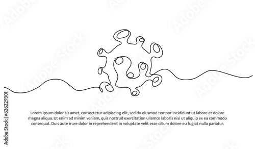 Virus one continuous line design. Decorative elements drawn on a white background.
