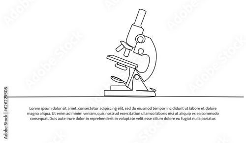 Microscope one continuous line design. Decorative elements drawn on a white background.
