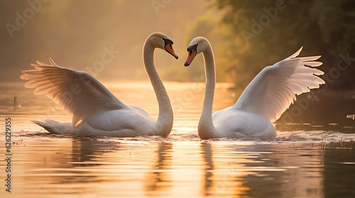 Fototapeta Naklejka Na Ścianę i Meble -  a couple of swans in a lake