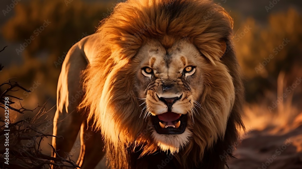 Fototapeta premium a lion with its mouth open