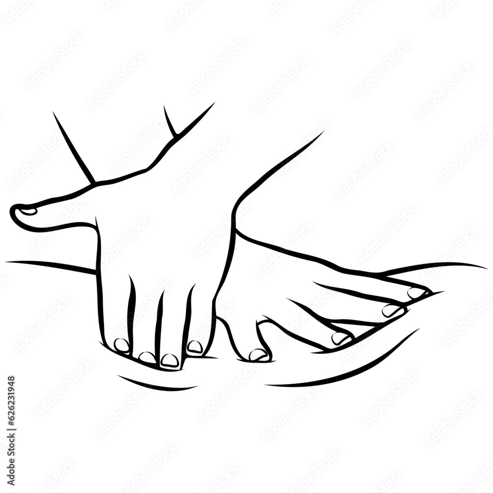Obraz premium Massage Techniques Line Drawing.