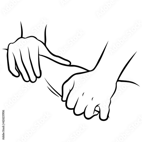 Massage Techniques Line Drawing.