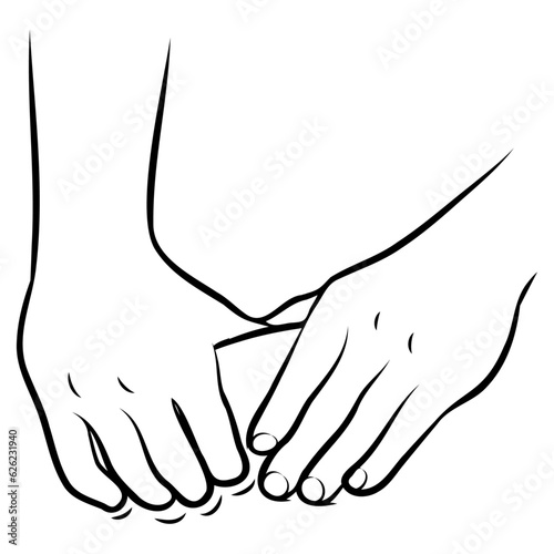 Massage Techniques Line Drawing.