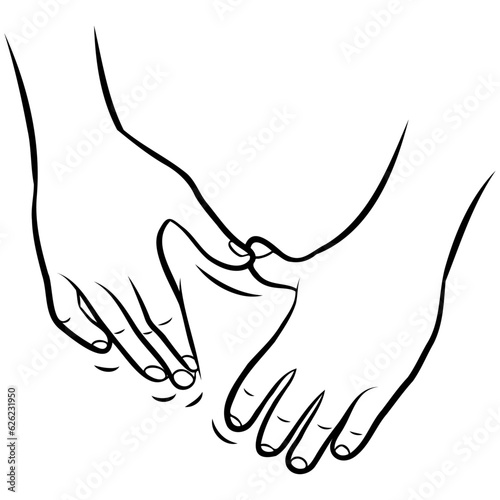 Massage Techniques Line Drawing.