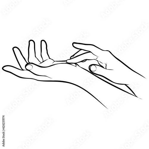 Woman Put on Lotion Line Drawing.