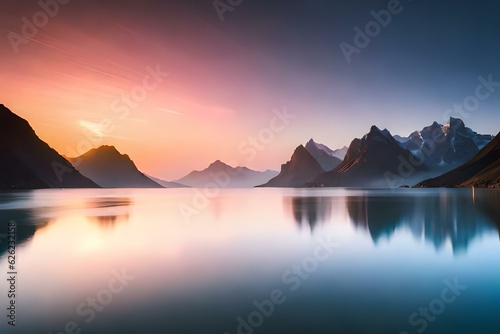 sunset over the lake © Nature creative