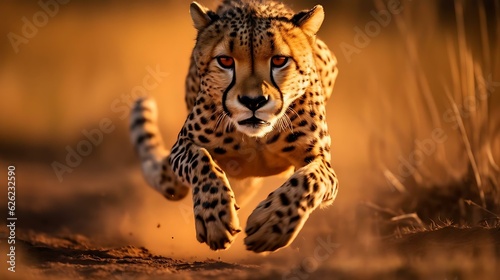 a leopard running in the wild
