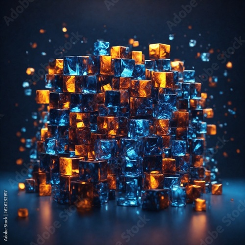 abstract background with shiny blocks. Generative AI © KITT