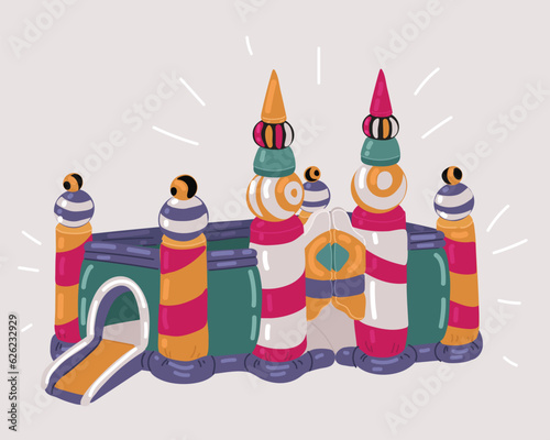 Vector illustration of big Children's inflatable jumpy house castle