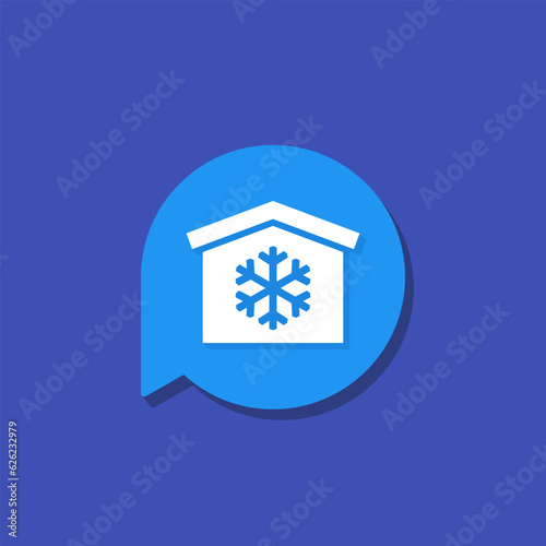 cold storage vector icon with warehouse