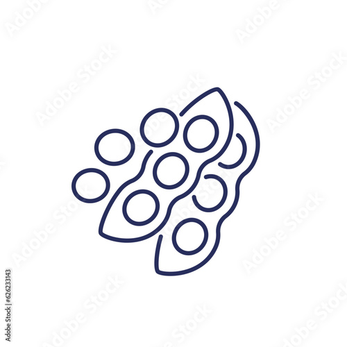 soybeans icon on white, soy beans line vector