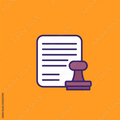 notary icon, stamp and document vector
