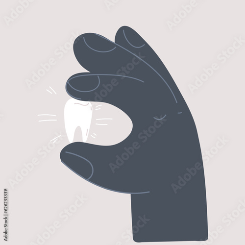 Vector illustration of hand hold tooth. Teeth care and protection concept.
