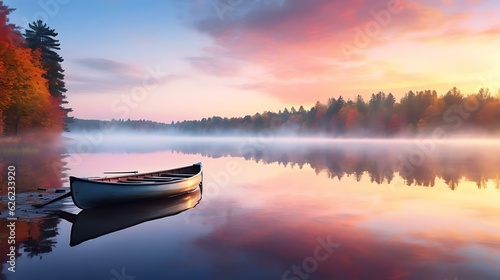 a boat on a calm lake