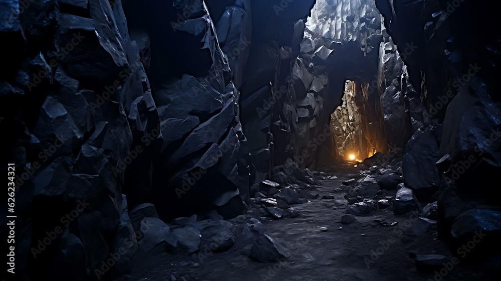 Fototapeta premium a cave with a light inside