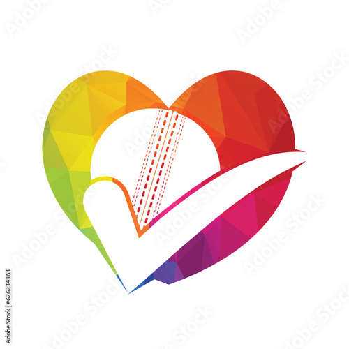 Cricket ball check vector logo design.