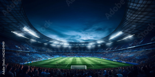 soccer sport world arena green game football goal stadium light. Generative AI.
