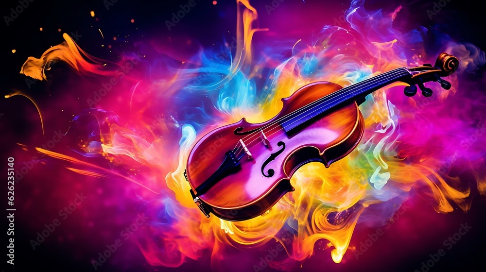 a violin on fire