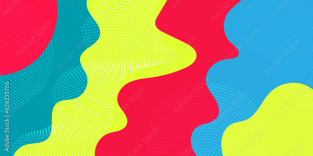 Abstract pop art color paint with wave pattern background. Vector geometric design of trendy style