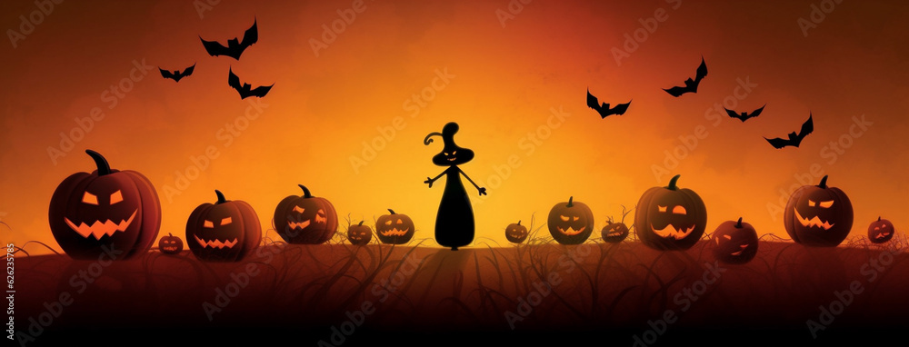 orange ghost night halloween dark pumpkin october black holiday horror. Generative AI.