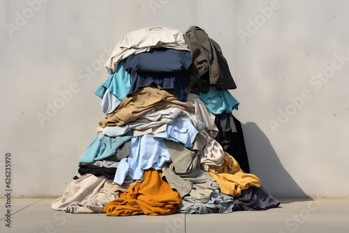 Untidy Pile of Unwashed and Unironed Clothes. AI