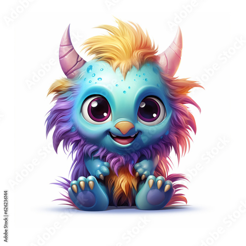 Cute happy funny baby monsters AI generated creatures artwork