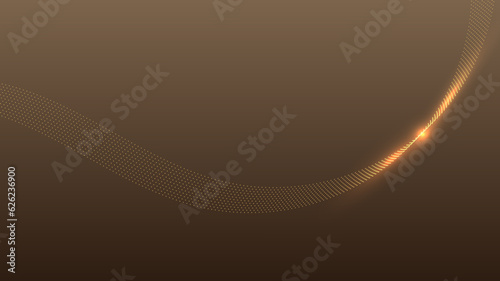 Abstract line with glowing light effect on brown background.