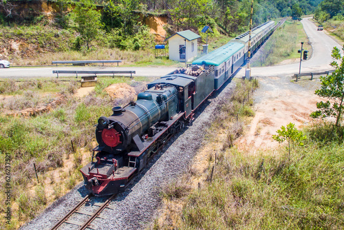 Aerial view of North Borneo Railways (NBR). NBR is among several steam railway still in operation in the world. photo